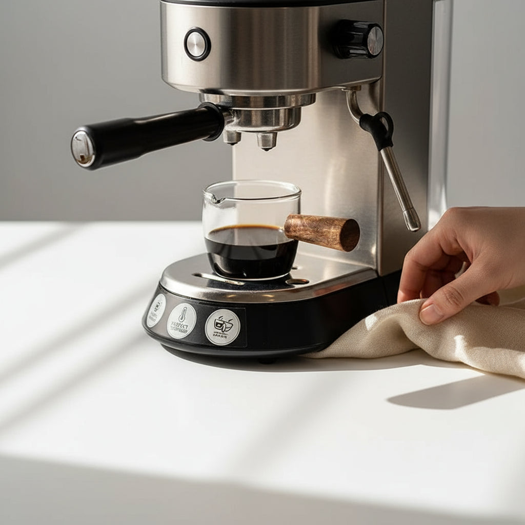 Brewora – Tasse à Espresso en Verre Borosilicate avec Poignée en Bois Naturel