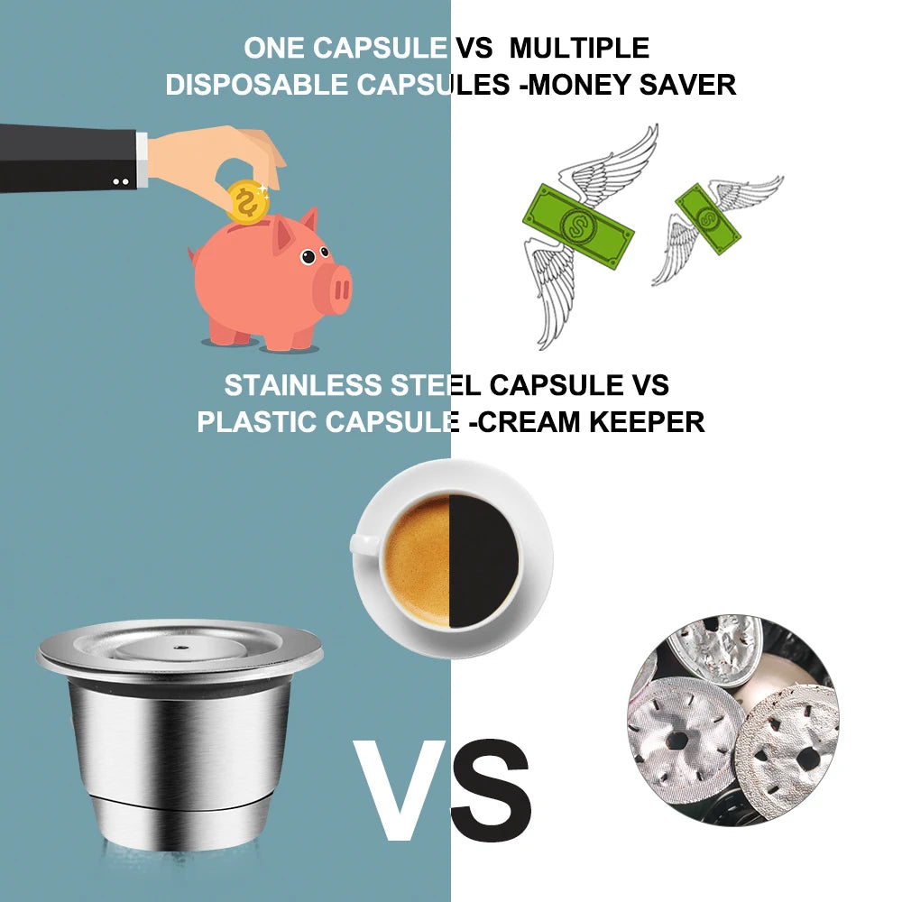 EcoBrew – Capsule Réutilisable en Acier Inoxydable pour Machines Nespresso