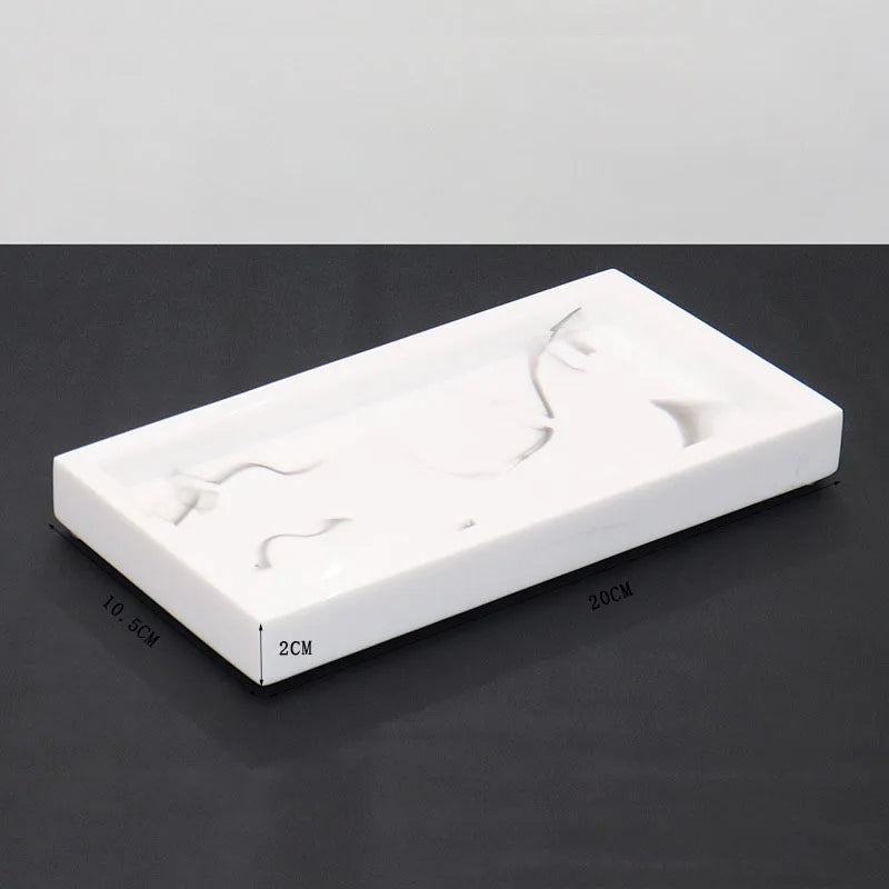 Marbélia Tray – Plateau de Rangement en Résine Imitation Marbre pour Maison & Salle de Bain