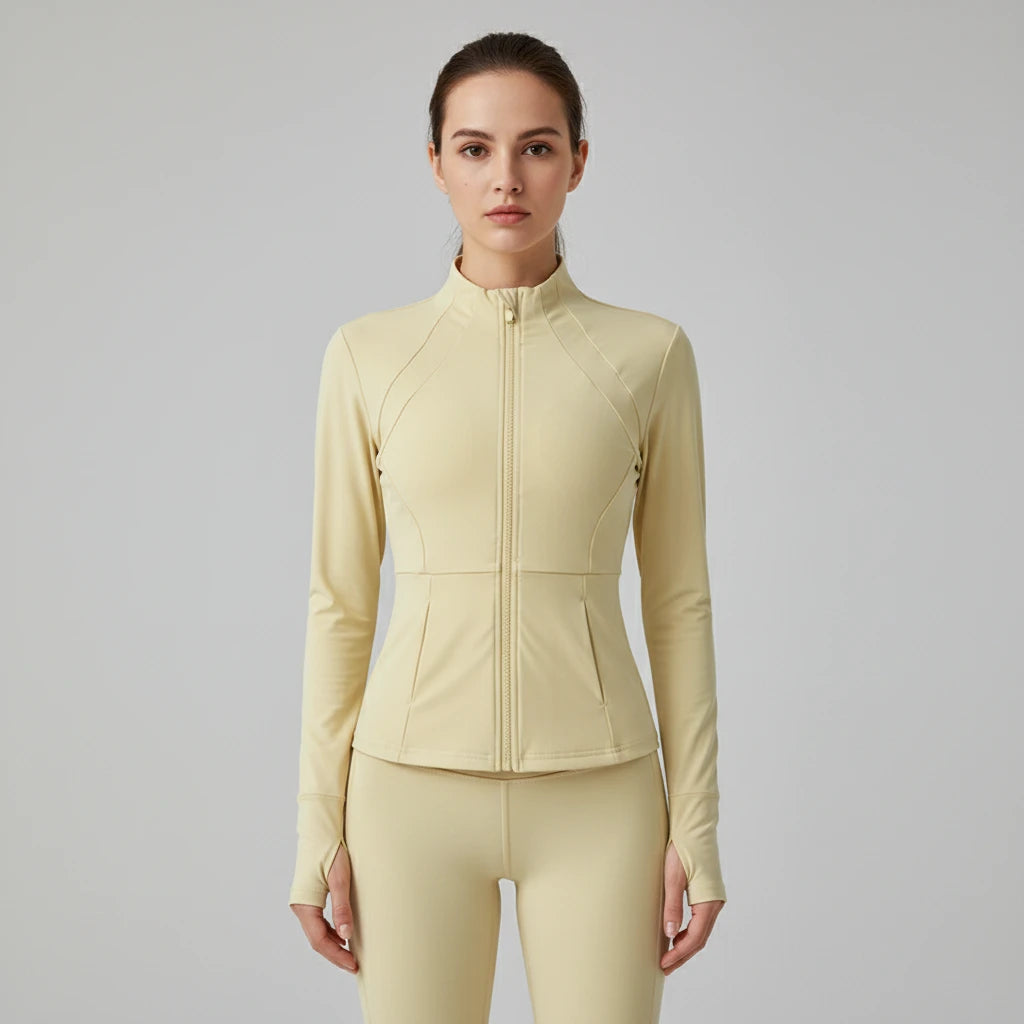 Langärmlige Yogajacke mit Reißverschluss