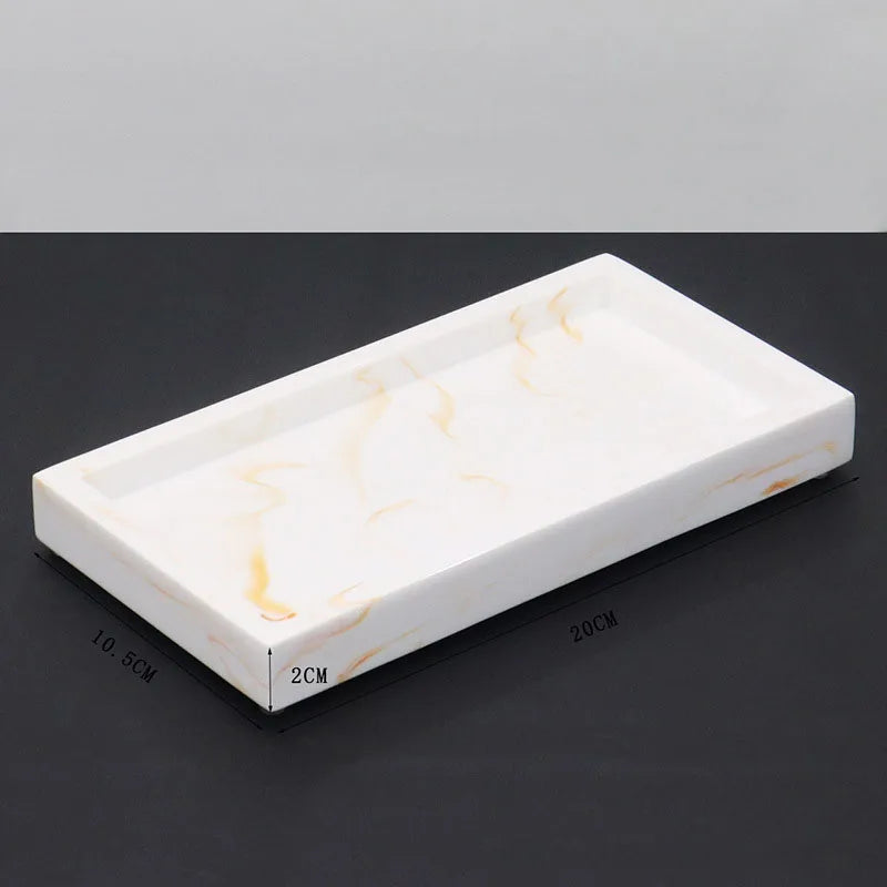 Marbélia Tray – Plateau de Rangement en Résine Imitation Marbre pour Maison & Salle de Bain