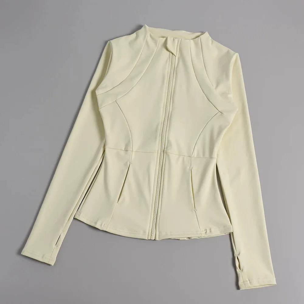 Langärmlige Yogajacke mit Reißverschluss