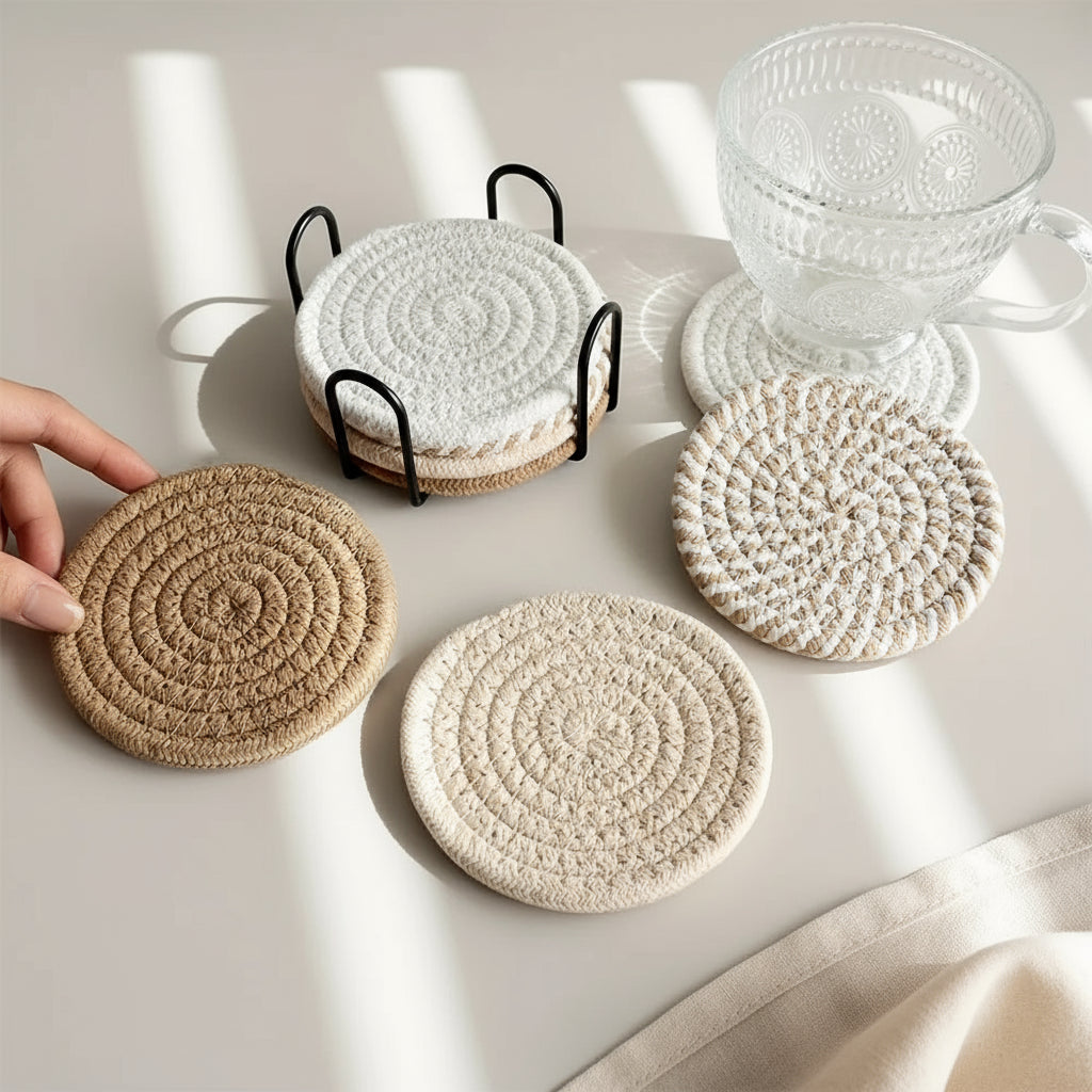 CottoNest – Ensemble de 4 Dessous de Verre Absorbants