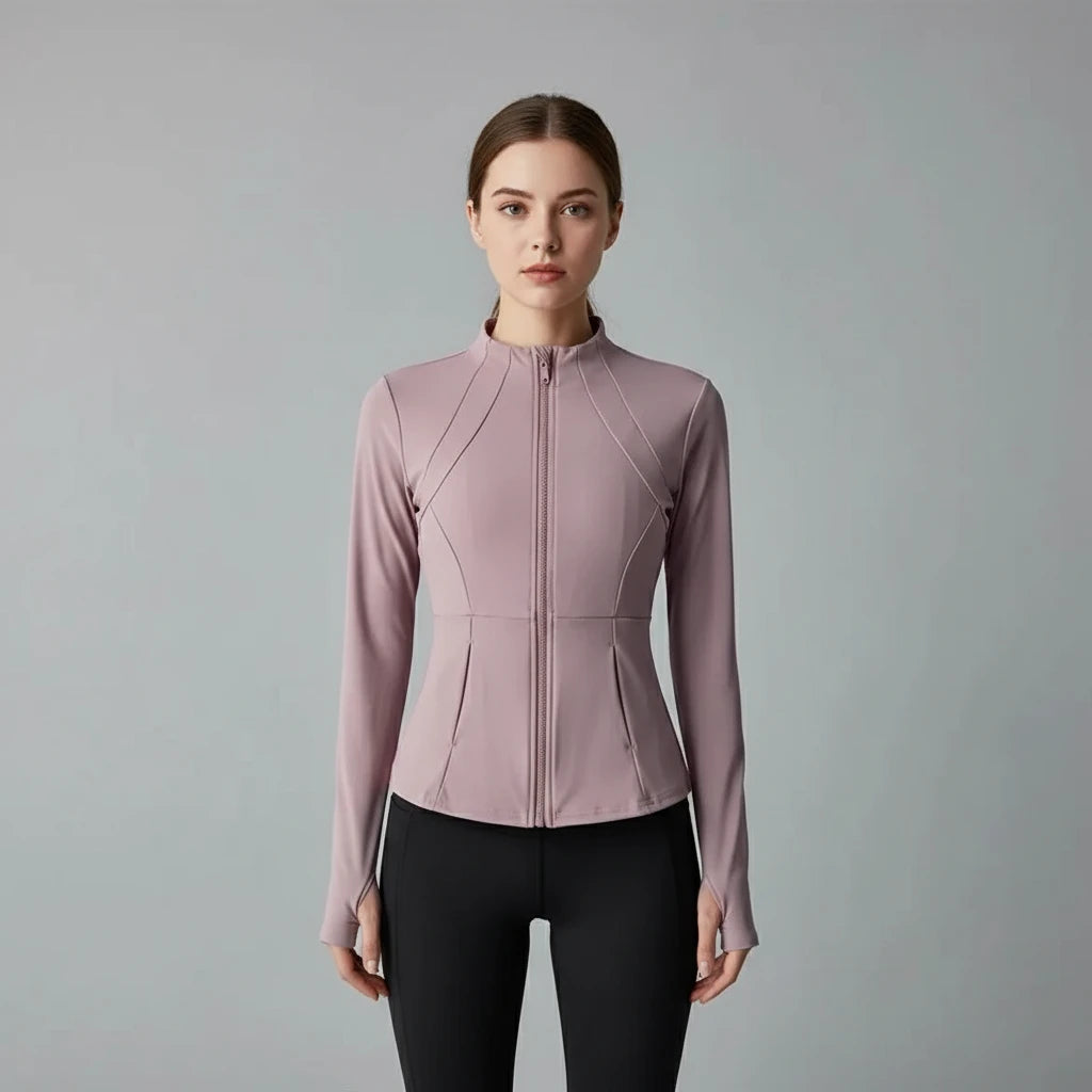 Langärmlige Yogajacke mit Reißverschluss