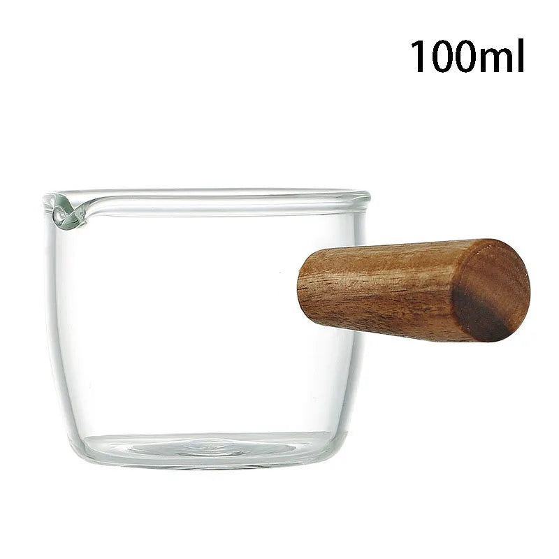 Brewora – Tasse à Espresso en Verre Borosilicate avec Poignée en Bois Naturel