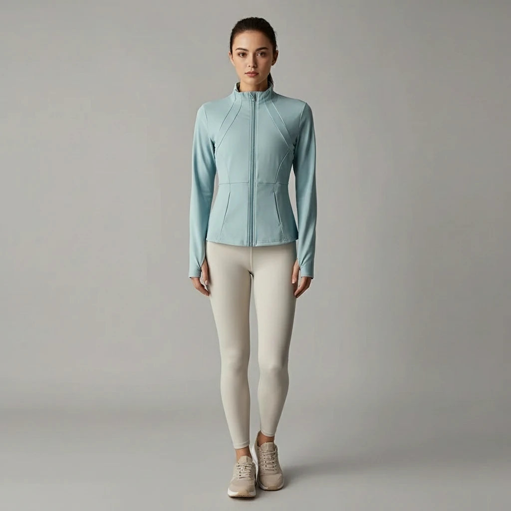 Langärmlige Yogajacke mit Reißverschluss