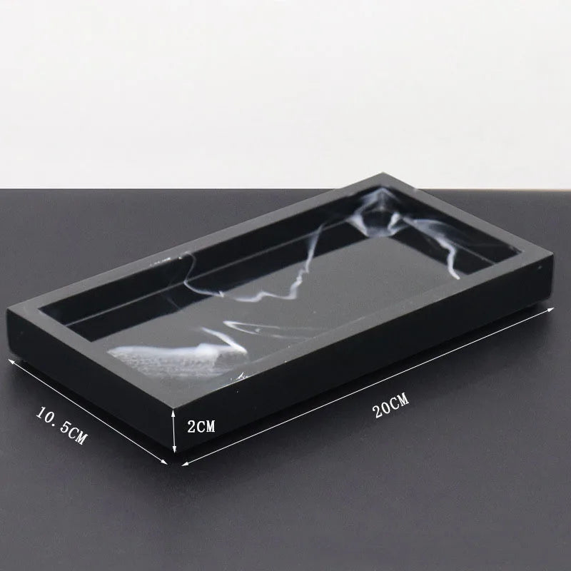 Marbélia Tray – Plateau de Rangement en Résine Imitation Marbre pour Maison & Salle de Bain