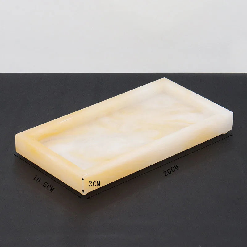 Marbélia Tray – Plateau de Rangement en Résine Imitation Marbre pour Maison & Salle de Bain