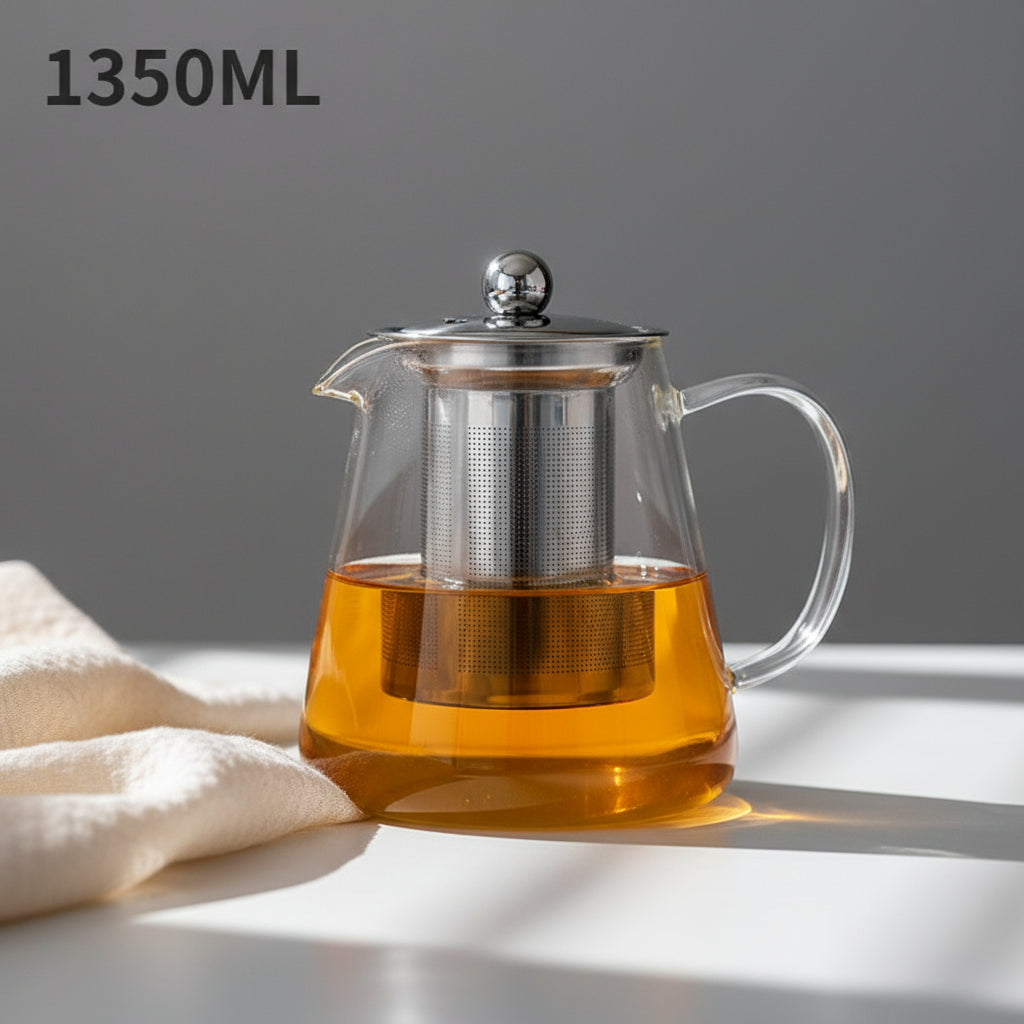 Théière en Verre Borosilicate et Infuseur Inox Amovible - Anti-Chaleur
