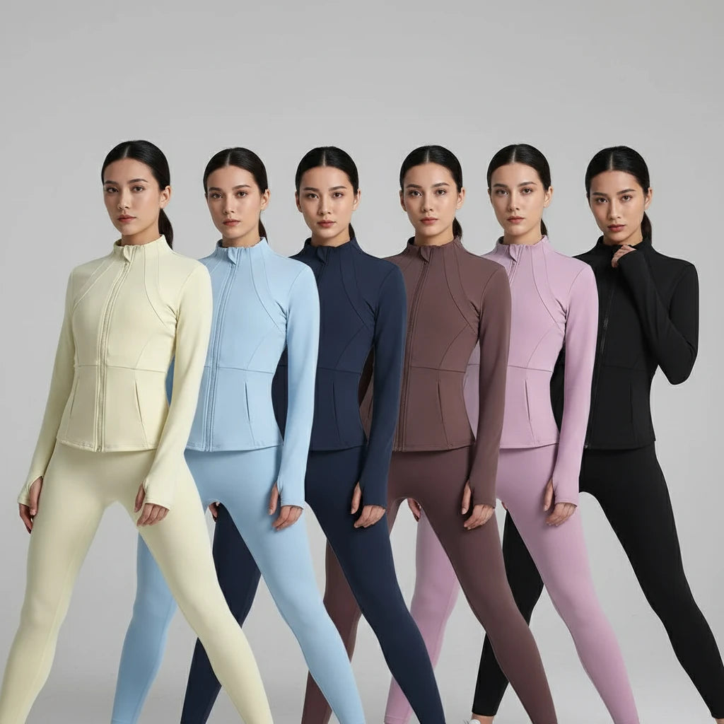 Langärmlige Yogajacke mit Reißverschluss