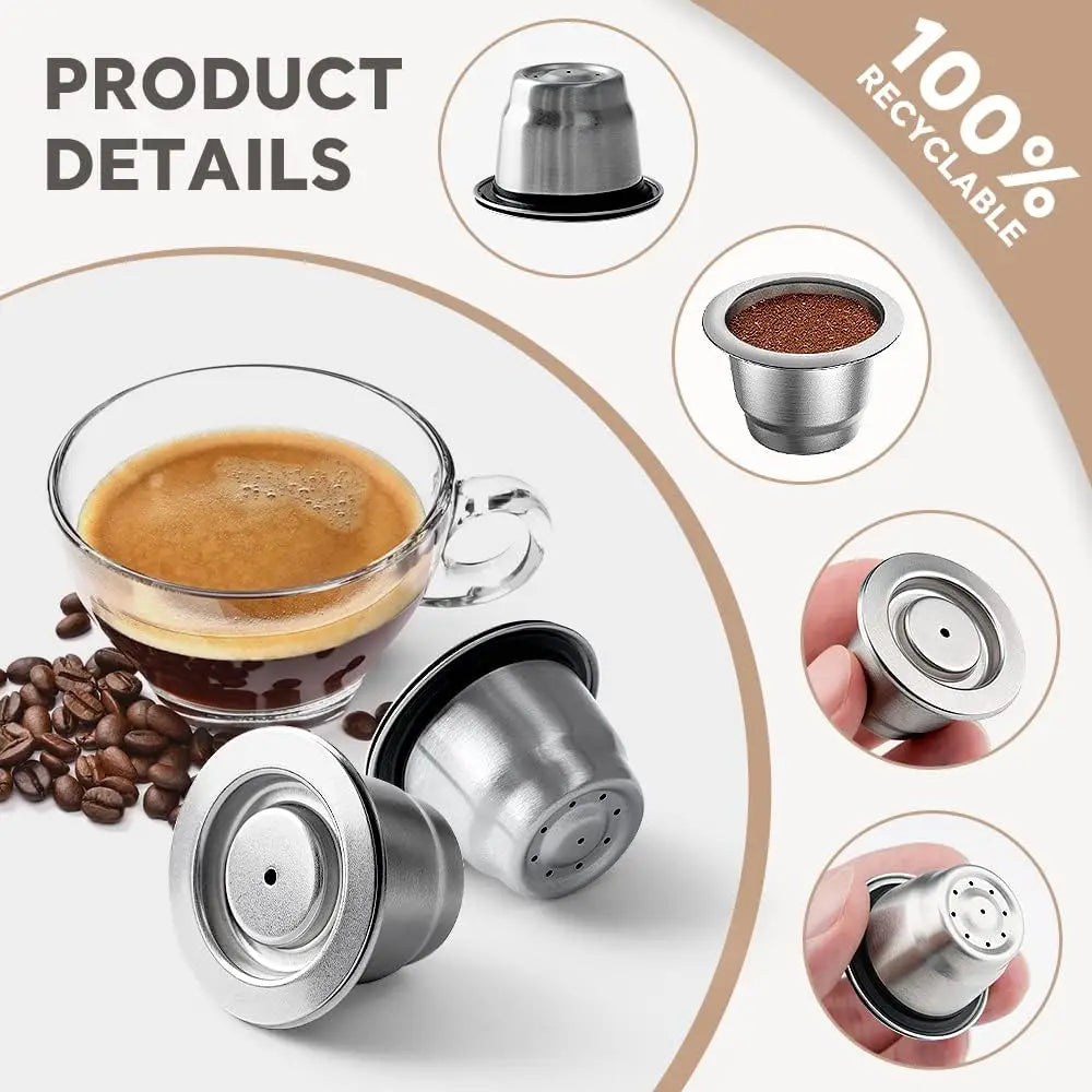 EcoBrew – Capsule Réutilisable en Acier Inoxydable pour Machines Nespresso