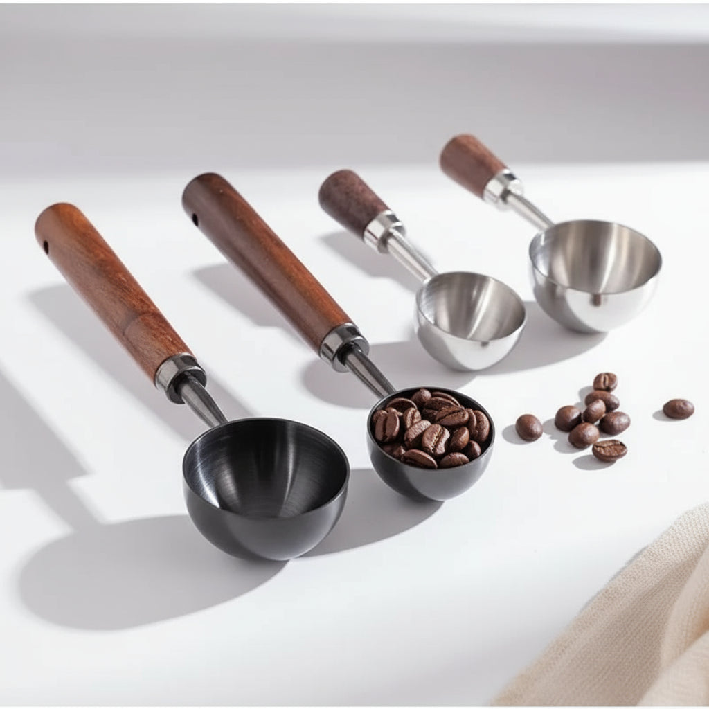 BrewCraft - Cuillère Doseuse en Noyer & Acier Inoxydable pour Café et Cuisine