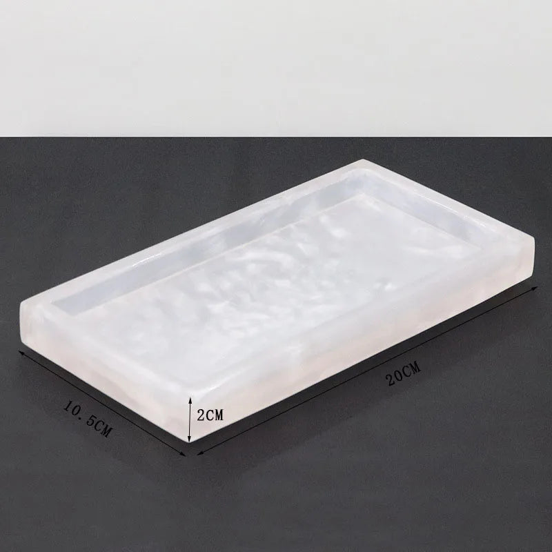 Marbélia Tray – Plateau de Rangement en Résine Imitation Marbre pour Maison & Salle de Bain