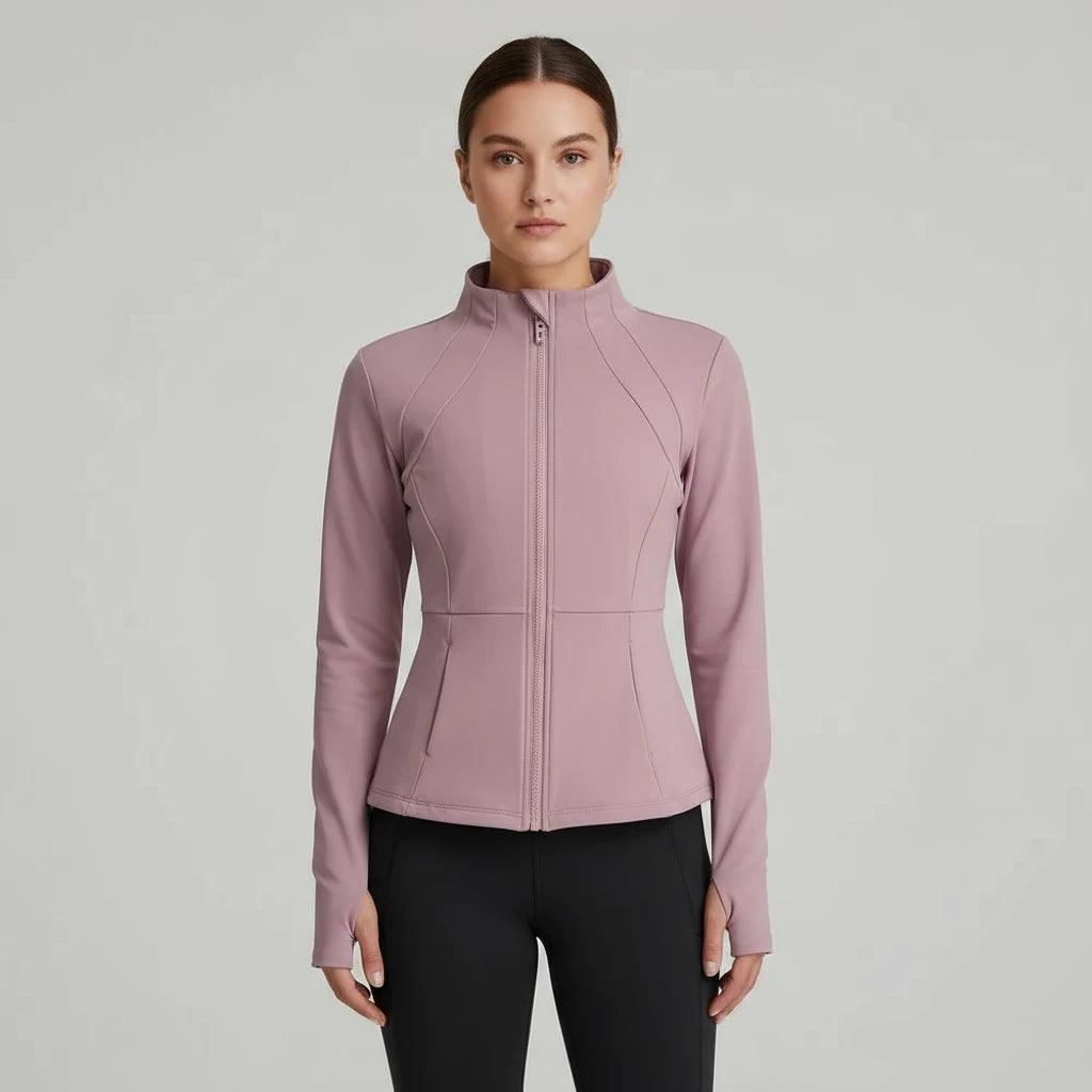 Langärmlige Yogajacke mit Reißverschluss