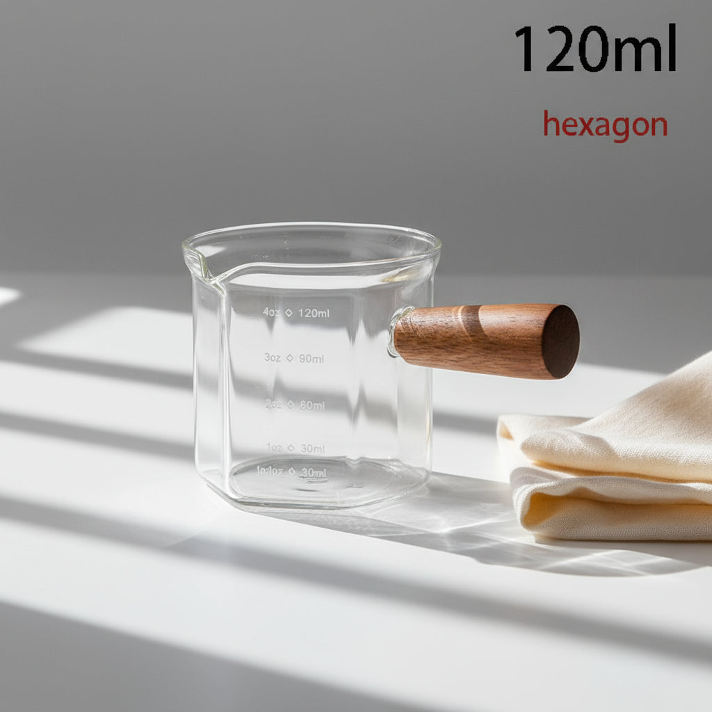 Brewora – Tasse à Espresso en Verre Borosilicate avec Poignée en Bois Naturel