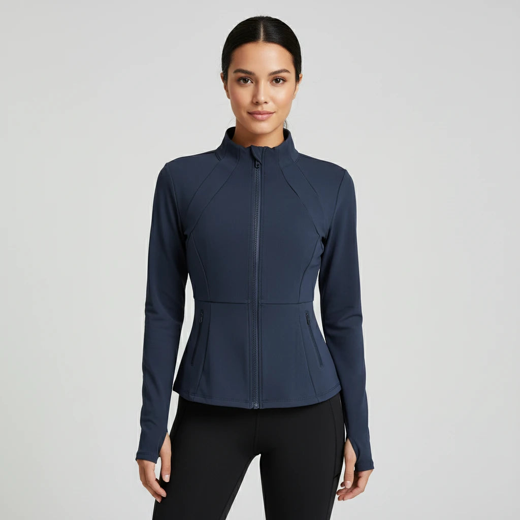 Langärmlige Yogajacke mit Reißverschluss