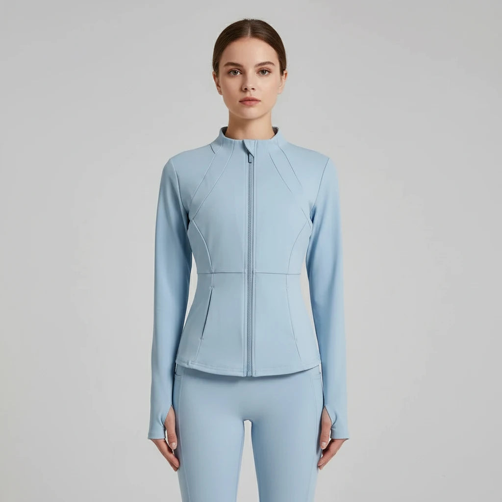 Langärmlige Yogajacke mit Reißverschluss