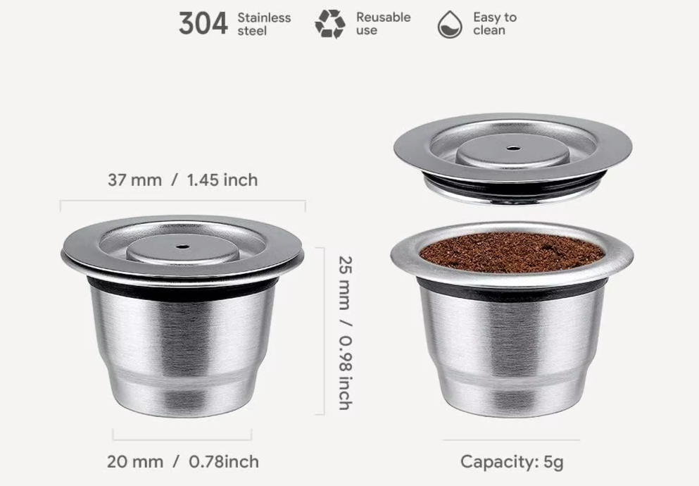 EcoBrew – Capsule Réutilisable en Acier Inoxydable pour Machines Nespresso